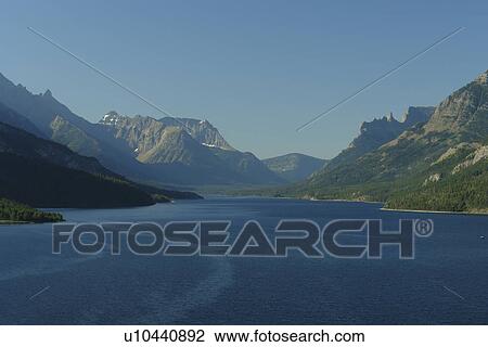 Stock Image -  Waterton Lakes National Park, Alberta, Canada, Rocky Mountains, Upper Waterton Lake. Fotosearch