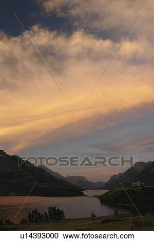 Waterton Lakes National Park, Alberta, Canada, Rocky Mountains, Prince of Wales Hotel, Upper and Middle Waterton Lakes, sunrise View Large Photo Image Stock Image - Waterton Lakes National Park, Alberta, Canada, Rocky Mountains, Prince of Wales Hotel, Upper and Middle Waterton Lakes, sunrise. Fotosearch