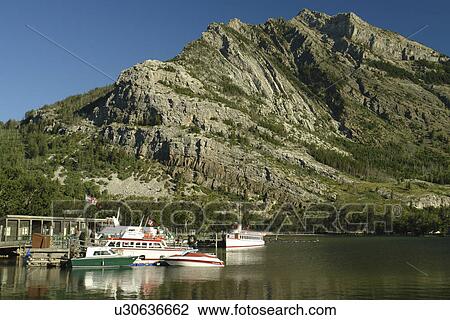 Stock Image -  Waterton Lakes National Park, Alberta, Canada, Rocky Mountains, Upper Waterton Lake. Fotosearch
