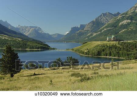 Waterton Lakes National Park, Alberta, Canada, Rocky Mountains, Upper Waterton Lake View Large Photo Image Stock Photo - Waterton Lakes National Park, Alberta, Canada, Rocky Mountains, Upper Waterton Lake. Fotosearch