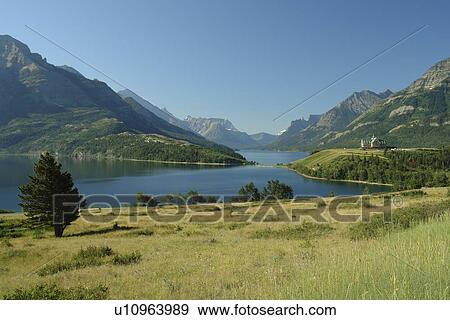Waterton Lakes National Park, Alberta, Canada, Rocky Mountains, Upper Waterton Lake View Large Photo Image Stock Photo - Waterton Lakes National Park, Alberta, Canada, Rocky Mountains, Upper Waterton Lake. Fotosearch