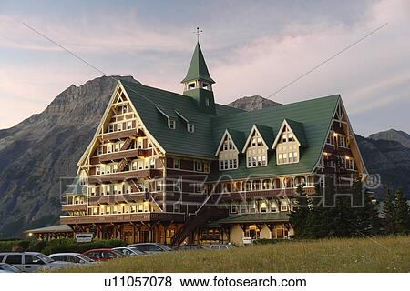 Waterton Lakes National Park, Alberta, Canada, Rocky Mountains, Prince of Wales Hotel, Upper and Middle Waterton Lakes, sunrise View Large Photo Image Stock Photo - Waterton Lakes National Park, Alberta, Canada, Rocky Mountains, Prince of Wales Hotel, Upper and Middle Waterton Lakes, sunrise. Fotosearch