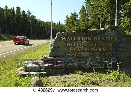 Waterton Lakes National Park, Alberta, Canada, Rocky Mountains, Waterton-Glacier International Peace Park, Canadian Section, entrance View Large Photo Image Stock Photo - Waterton Lakes National Park, Alberta, Canada, Rocky Mountains, Waterton-Glacier International Peace Park, Canadian Section, entrance. Fotosearch