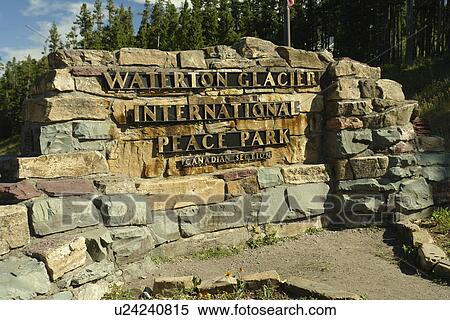 Waterton Lakes National Park, Alberta, Canada, Rocky Mountains, Waterton-Glacier International Peace Park, Canadian Section, entrance View Large Photo Image Stock Photography - Waterton Lakes National Park, Alberta, Canada, Rocky Mountains, Waterton-Glacier International Peace Park, Canadian Section, entrance. Fotosearch