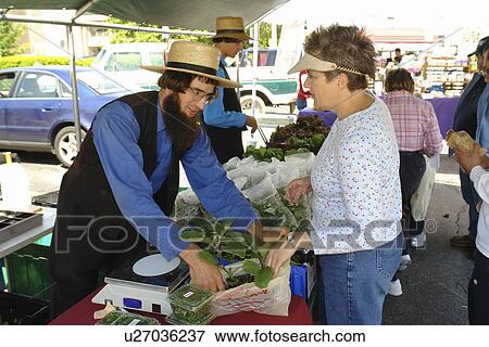 Stock Photo -  West Chester, PA, Pennsylvania, Saturday Farmers Market, Amish, organic produce. Fotosearch