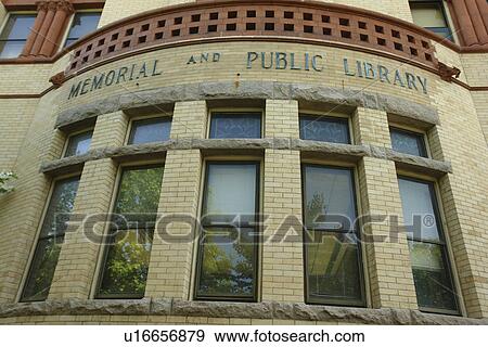 Stock Photo -  Westerly, RI, Rhode Island, Memorial and Public Library, downtown. Fotosearch
