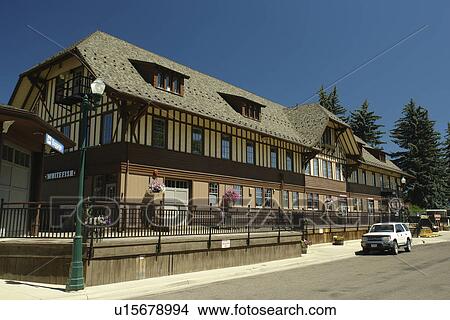 Whitefish, MT, Montana, Downtown, 1927 chalet-like Great Northern Railway Depot View Large Photo Image Picture - Whitefish, MT, Montana, Downtown, 1927 chalet-like Great Northern Railway Depot. Fotosearch