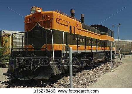 Stock Image -  Whitefish, MT, Montana, Downtown, 1927 Great Northern Railway Depot, Locomotive #181. Fotosearch