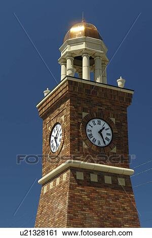 Stock Image -  Whitefish, MT, Montana, Downtown, Clock Tower. Fotosearch