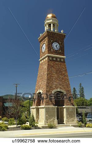 Whitefish, MT, Montana, Downtown, Clock Tower View Large Photo Image Stock Photo - Whitefish, MT, Montana, Downtown, Clock Tower. Fotosearch