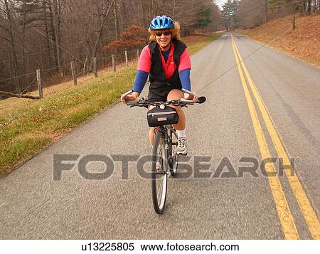 woman, biking, Blue Ridge Parkway, Galax, Virginia, VA View Large Photo Image Stock Photography - woman, biking, Blue Ridge Parkway, Galax, Virginia, VA. Fotosearch