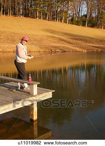 woman fishing on pond, Virginia, VA, View Large Photo Image Stock Image - woman fishing on pond, Virginia, VA, . Fotosearch