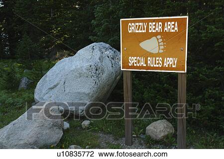 WY, Wyoming, Beartooth Scenic Highway, Beartooth All American Road, Beartooth Lake, Grizzly Bear Area, warning sign View Large Photo Image Stock Image - WY, Wyoming, Beartooth Scenic Highway, Beartooth All American Road, Beartooth Lake, Grizzly Bear Area, warning sign. Fotosearch