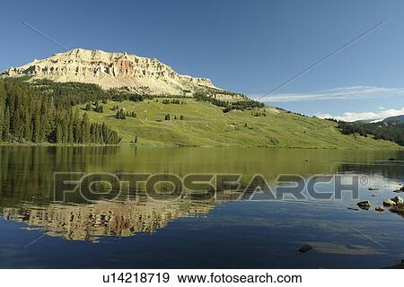 Stock Photo -  WY, Wyoming, Beartooth Scenic Highway, Beartooth All American Road, Beartooth Lake, Glacial Lake. Fotosearch