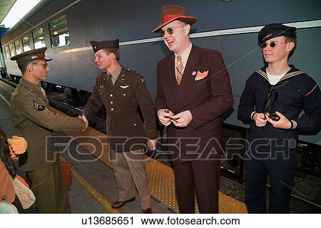 1940's Reenactors relive Pearl Harbor Day World War II Troop Train, Los Angeles to San Diego. View Large Photo Image Stock Image - 1940's Reenactors relive Pearl Harbor Day World War II Troop Train, Los Angeles to San Diego.. Fotosearch