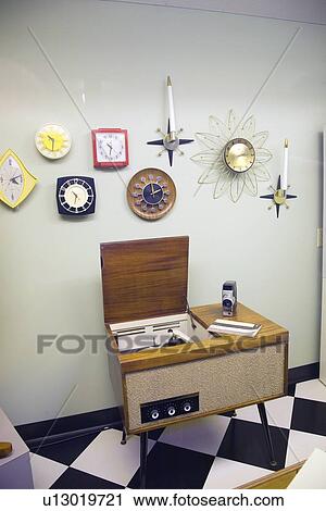 Stock Image - 1960's stereo at John F. Kennedy Presidential Library and Museum, Boston, MA.. Fotosearch