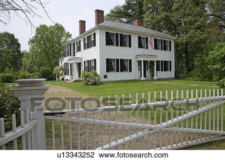 Stock Image - Historic home of transcendentalist writer, Ralph Waldo Emerson, Concord, MA. Fotosearch