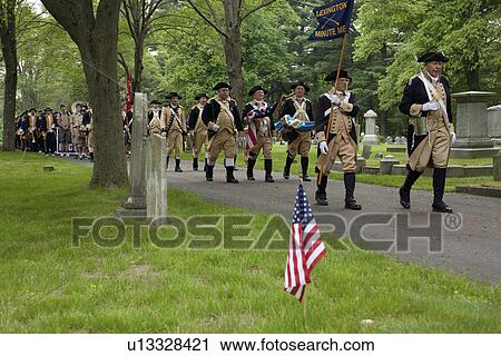 Stock Image - Memorial Day Ceremony, Concord, New England, MA. Fotosearch