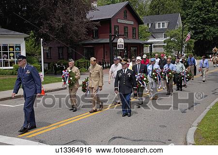 Stock Photograph - Memorial Day parade Concord, MA., New England. Fotosearch