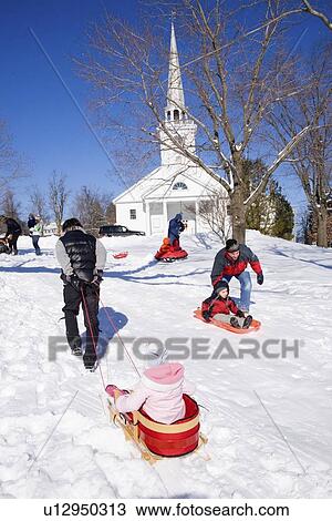 Stock Image - Sleigh Riding in New England. Fotosearch