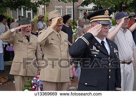 Veterans Salue during Memorial Day Parade, Concord, MA View Large Photo Image Stock Photo - Veterans Salue during Memorial Day Parade, Concord, MA. Fotosearch