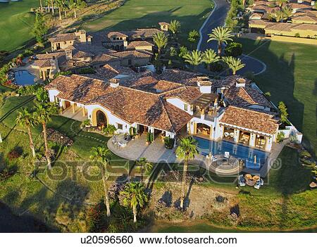 Aerial view of mansion View Large Photo Image Stock Image - Aerial view of mansion. Fotosearch