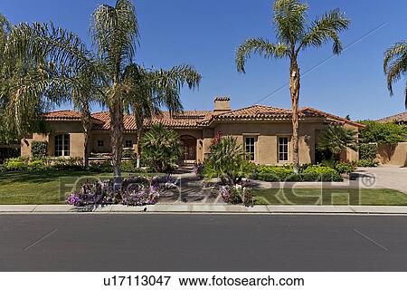 Façade of bungalow across the road View Large Photo Image Stock Photo - Façade of bungalow across the road. Fotosearch