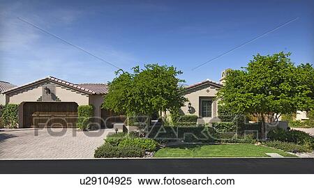 Façade of bungalow across the road View Large Photo Image Stock Photography - Façade of bungalow across the road. Fotosearch