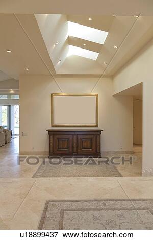 Foyer of home with skylight View Large Photo Image Stock Photo - Foyer of home with skylight. Fotosearch