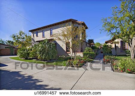 House Exterior with driveway View Large Photo Image Stock Photo - House Exterior with driveway. Fotosearch