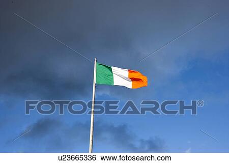 Stock Photograph - Irish flag in Dublin. Fotosearch