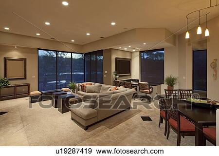 Stock Photo - Open plan living dining room. Fotosearch