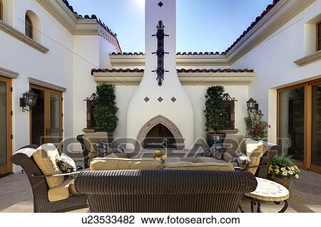 Outdoor dining area in luxury villa View Large Photo Image Stock Image - Outdoor dining area in luxury villa. Fotosearch
