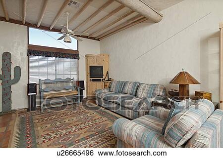 Stylish Mexican themed living room View Large Photo Image Stock Photograph - Stylish Mexican themed living room. Fotosearch