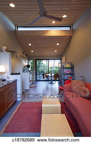 Stylish open plan living room and kitchen View Large Photo Image Stock Photo - Stylish open plan living room and kitchen. Fotosearch