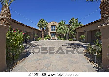 View up the driveway of luxury villa View Large Photo Image Stock Photo - View up the driveway of luxury villa. Fotosearch