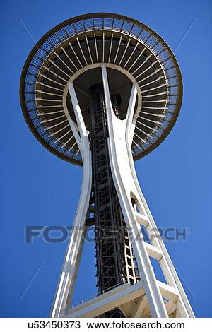 Stock Image - View up to Space Needle, Seattle . Fotosearch