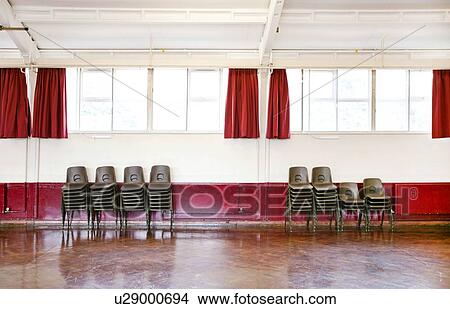 Picture - Interior of arranged chairs in wrestling club. Fotosearch