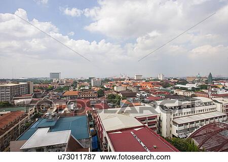 Stock Photo - Aerial view of residential district, Manila, Philippines. Fotosearch