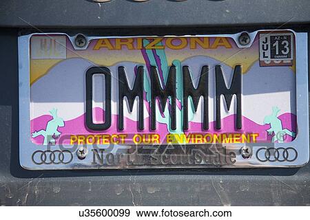 Stock Photo - Arizona License plate saying OMMMM. Fotosearch