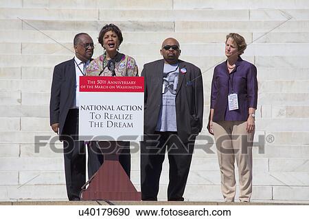 Stock Image - Arlene Holt Baker the Exec VP of AFL/CIO speaks at the National Action to Realize the Dream march and rally commemorating the 50th Anniversary of the march on Washington, D. C.. Fotosearch