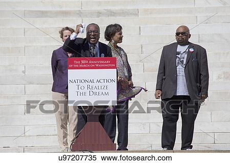 Stock Photography - Charles Steele, former CEO SCLC speaks at the National Action to Realize the Dream march and rally commemorating the 50th Anniversary of the march on Washington, D. C.. Fotosearch