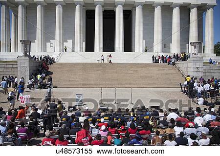 Stock Photography - Crowd at the National Action to Realize the Dream march and rally commemorating the 50th Anniversary of the march on Washington, D. C.. Fotosearch
