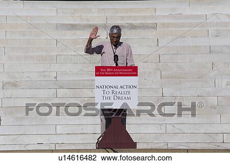 Stock Image - Grandson of Ghandi, Rajmohan Ghandi at National Action to Realize the Dream march and rally commemorating the 50th Anniversary of the march on Washington, D. C.. Fotosearch