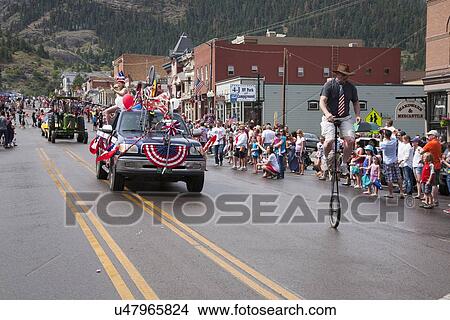 Picture - July 4 Independence Day parade, Ouray Colorado. Fotosearch