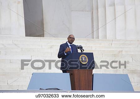 Stock Image - "Let Freedom Ring" - President Obama and Former Presidents Bill Clinton and Jimmy Carter Commemorate the 50th Anniversary Of MLK's March On Washington, August 28, 2013.. Fotosearch