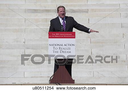 MSNBC TV host and liberal activist Ed Schultz speaks at the National Action to Realize the Dream march and rally commemorating the 50th Anniversary of the march on Washington, D. C. View Large Photo Image Picture - MSNBC TV host and liberal activist Ed Schultz speaks at the National Action to Realize the Dream march and rally commemorating the 50th Anniversary of the march on Washington, D. C.. Fotosearch