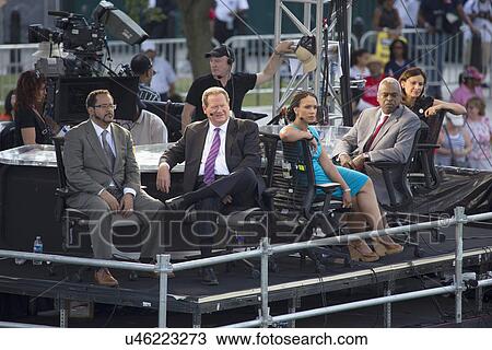 Stock Image - MSNBC TV news covers the National Action to Realize the Dream march and rally commemorating the 50th Anniversary of the march on Washington, D. C.. Fotosearch