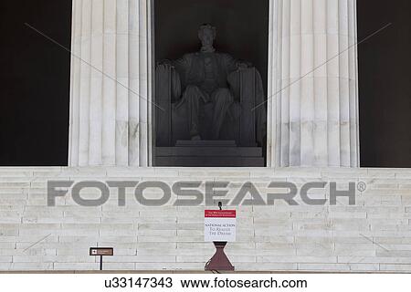 Stock Image - Podium for the National Action to Realize the Dream march and rally commemorating the 50th Anniversary of the march on Washington, D. C.. Fotosearch