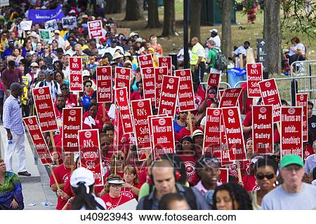 Stock Image - The National Action to Realize the Dream march and rally for the 50th Anniversary of the march on Washington, August 24, 2013, Lincoln Memorial, Washington, D. C.. Fotosearch